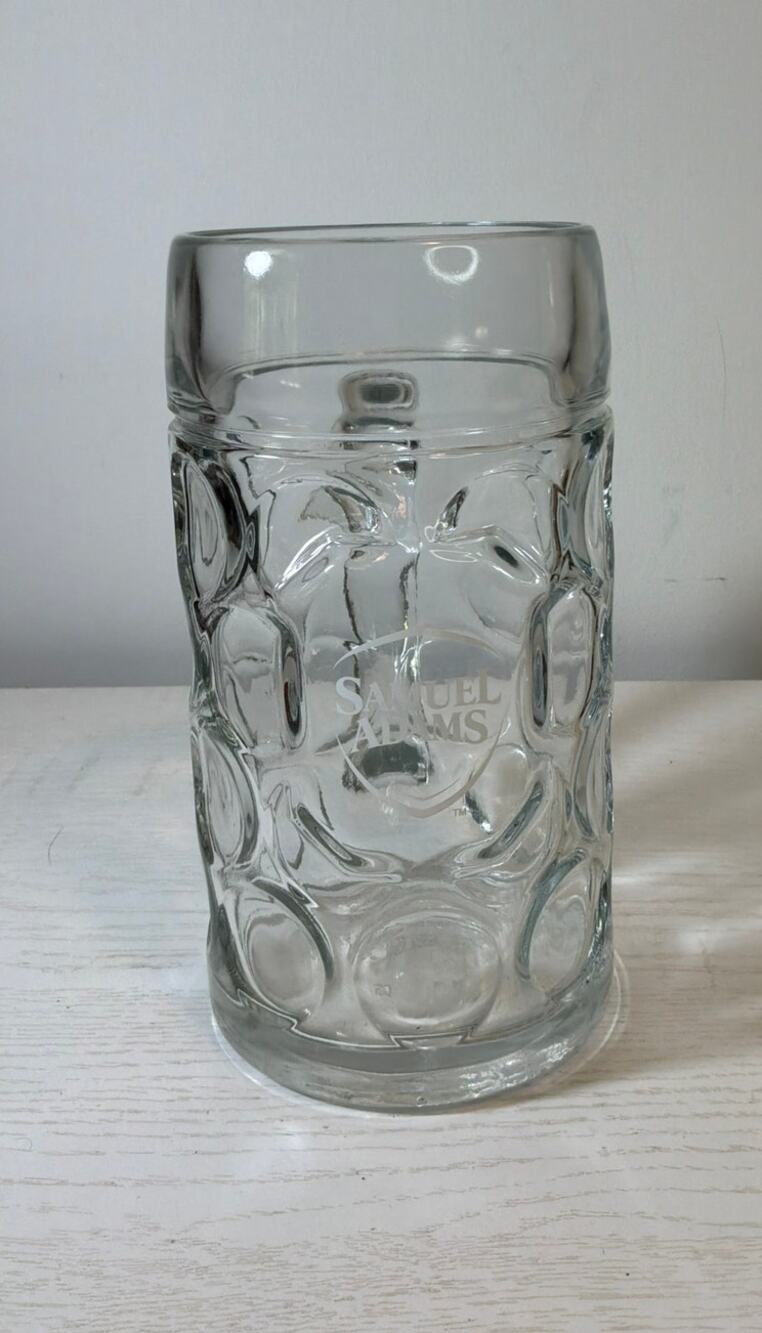 Vintage Samuel Adams Oktoberfest Dimpled Glass Beer Stein 8" tall
